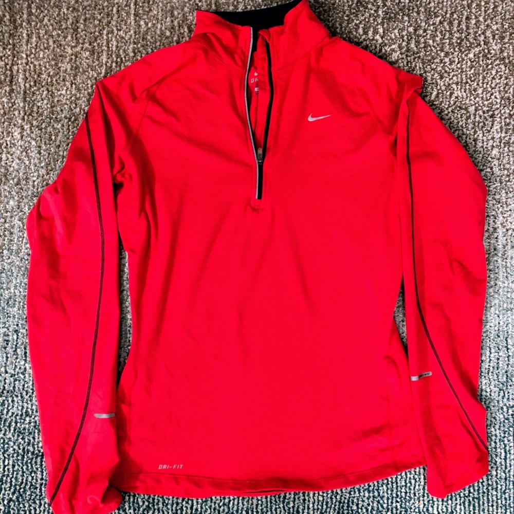 Bright red Nike Pro quarter zip pullover